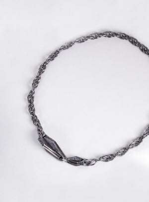 Gunmetal Chain Necklace with Rhinestones