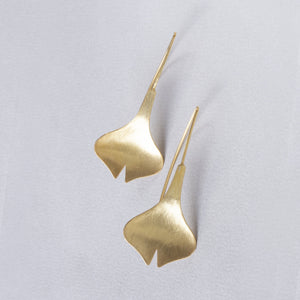 Brushed Gold Tulip Drop Earrings
