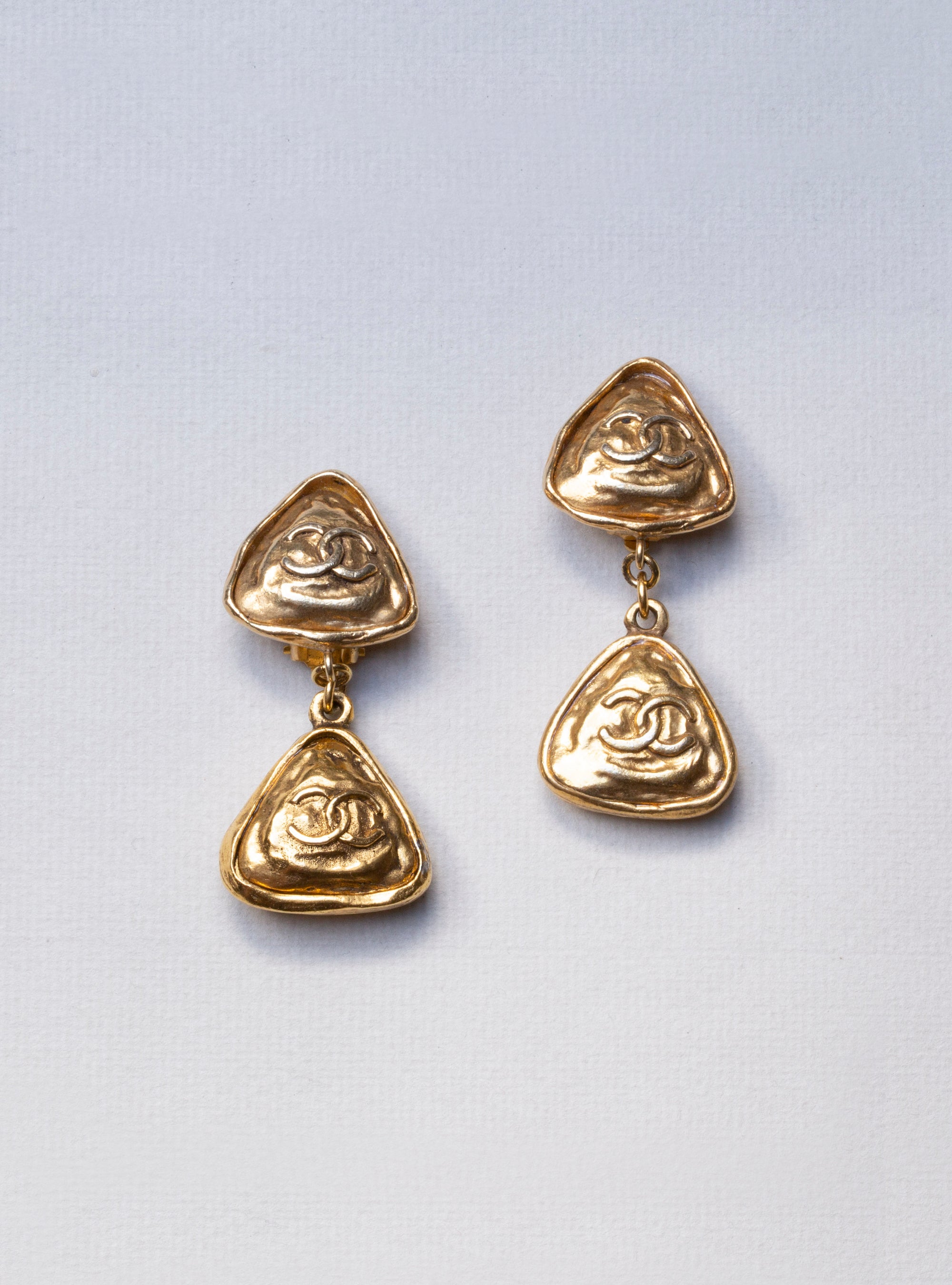 Vintage Gold Double CC Clip-on Earrings