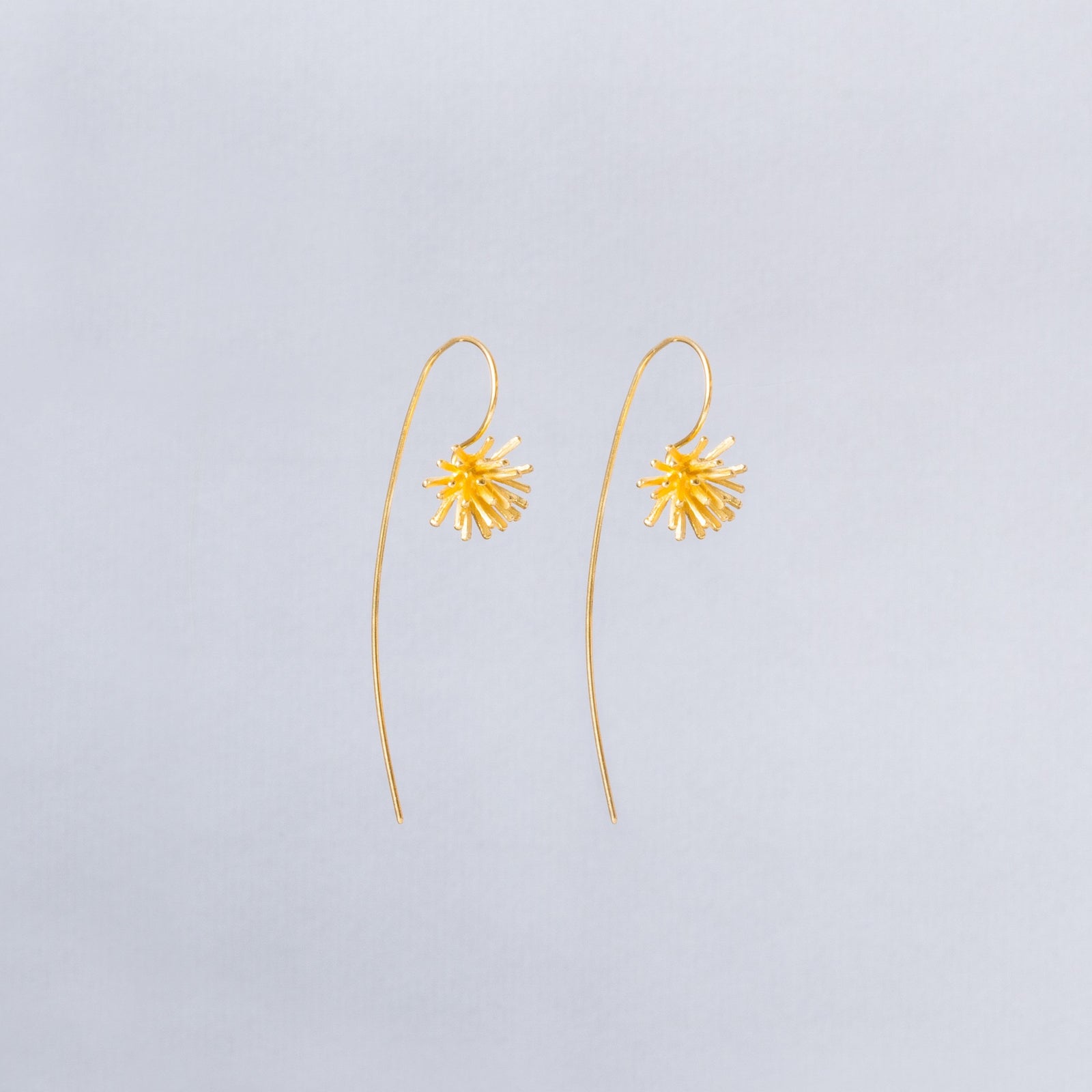 Gold Flower Long Drop Earring