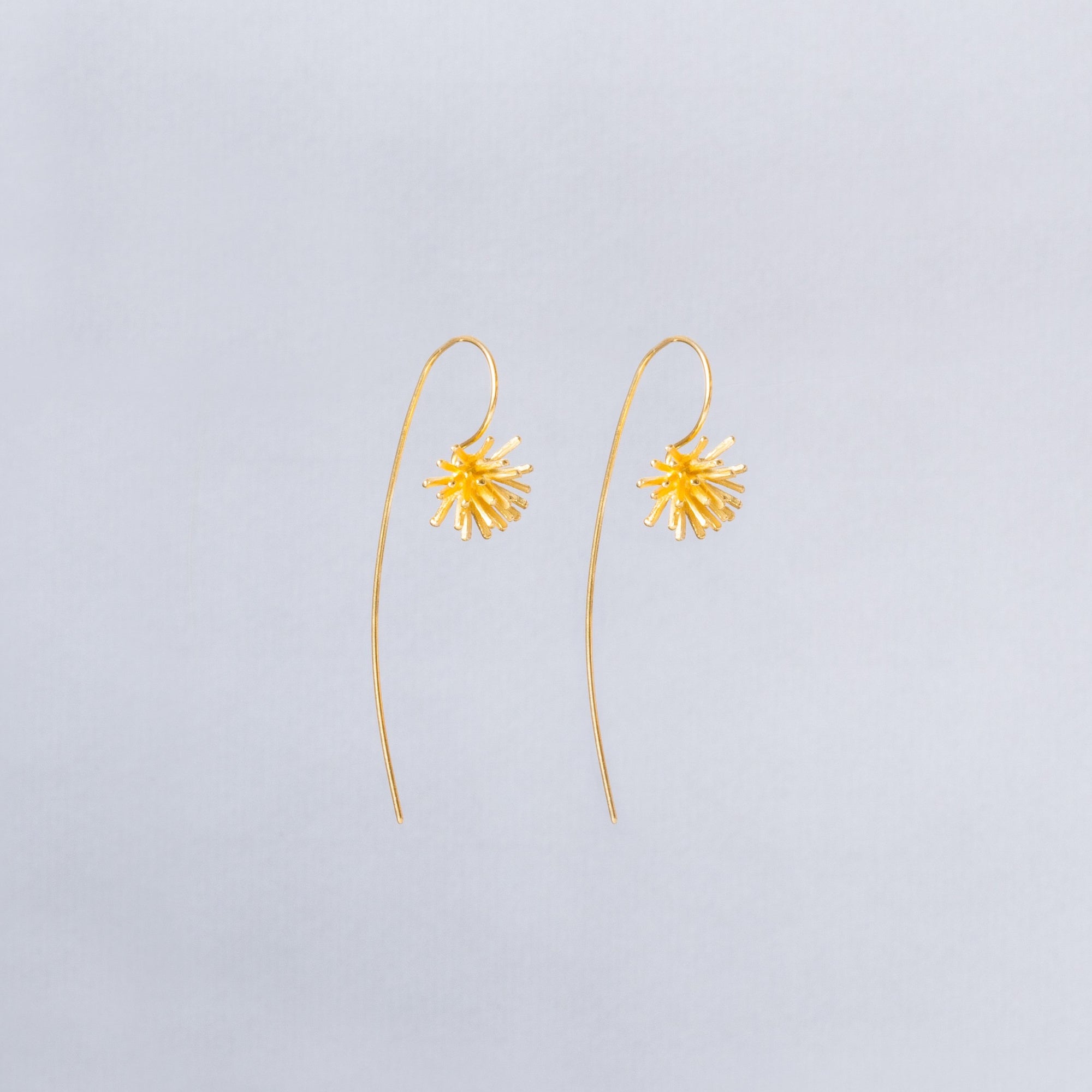 Gold Flower Long Drop Earring