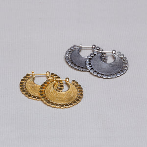 Gold and Silver Fan Earrings