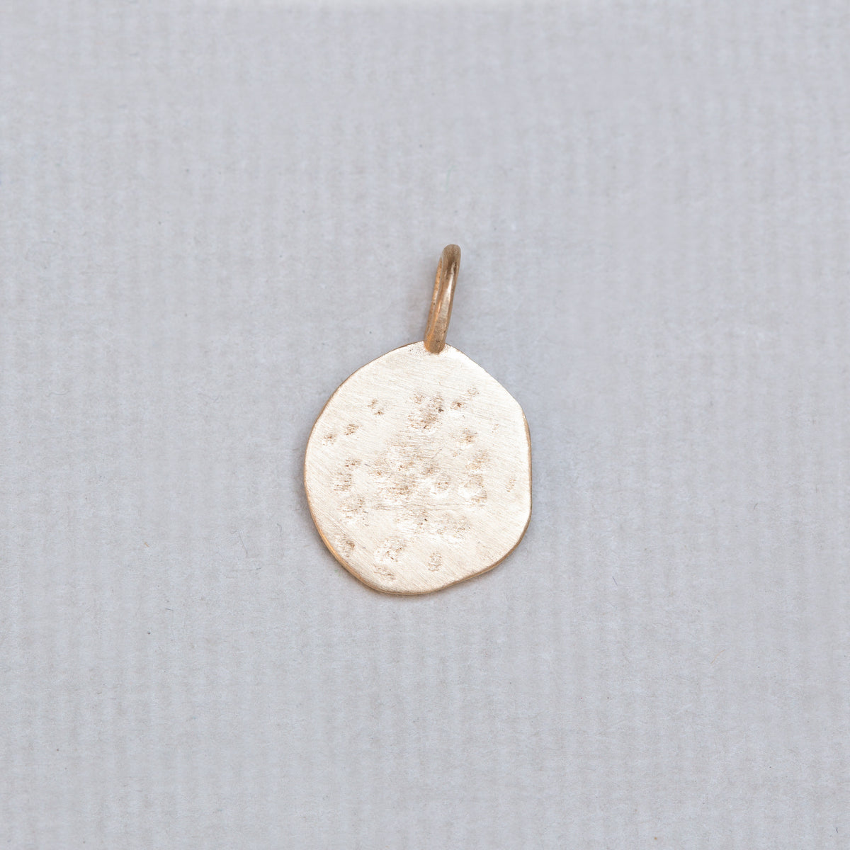 18ct Textured Gold Moon Crescent Charm with Blue Sapphire