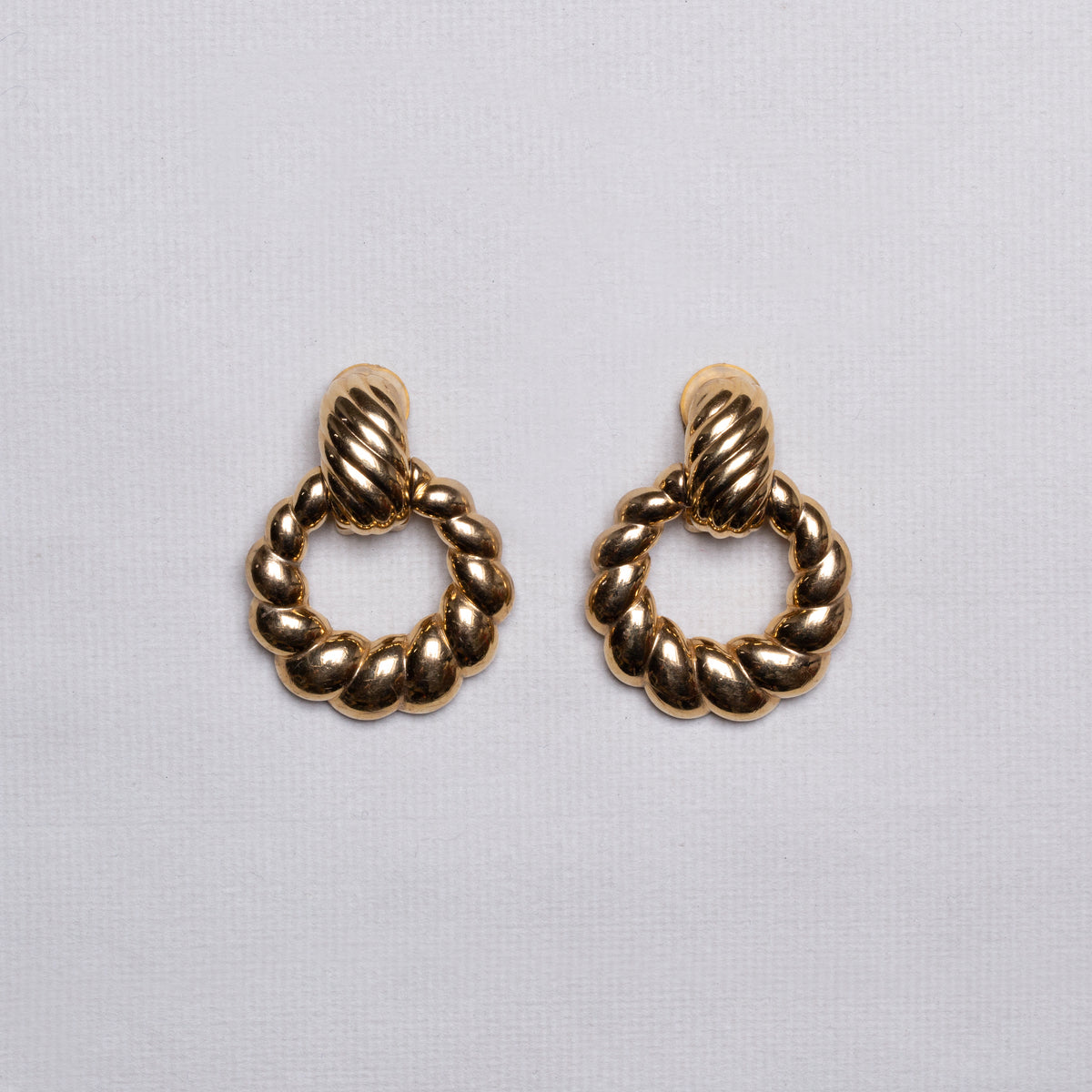 Vintage Gold Twisted Clip-on Earrings