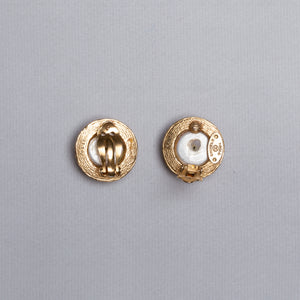 Vintage Chanel Gold Clip-on Earrings with Pearls