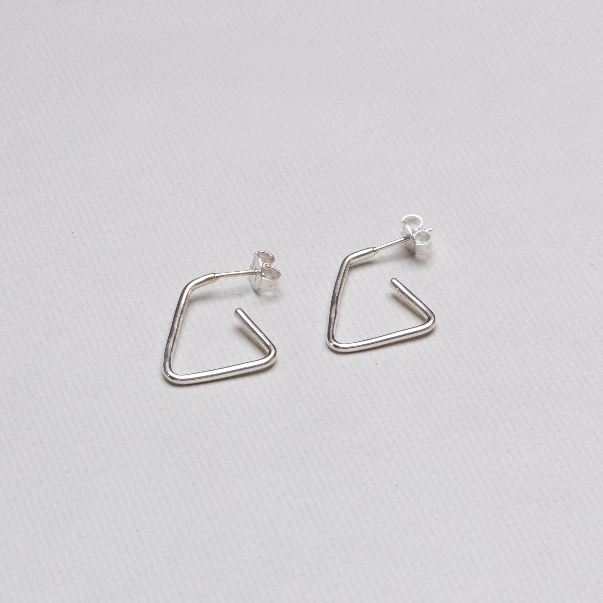 Open Silver Triangle Stud Earrings