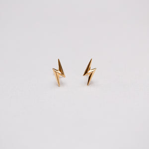 Lightning Bolt Gold Stud Earrings