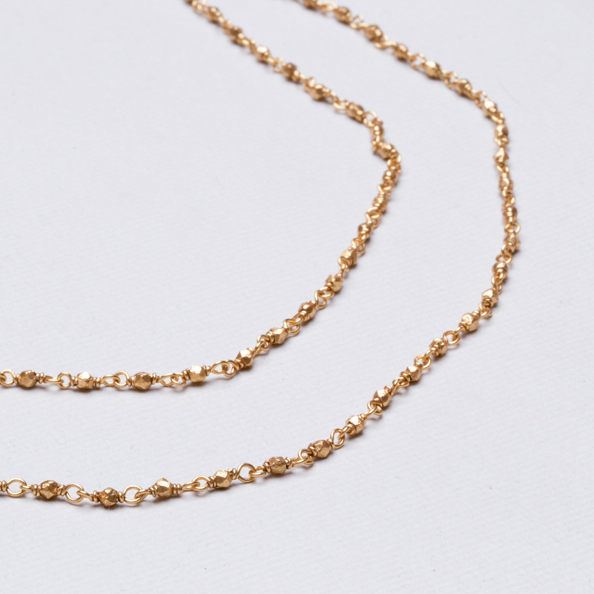 Long Gold-plated Silver Beads Chain Necklace