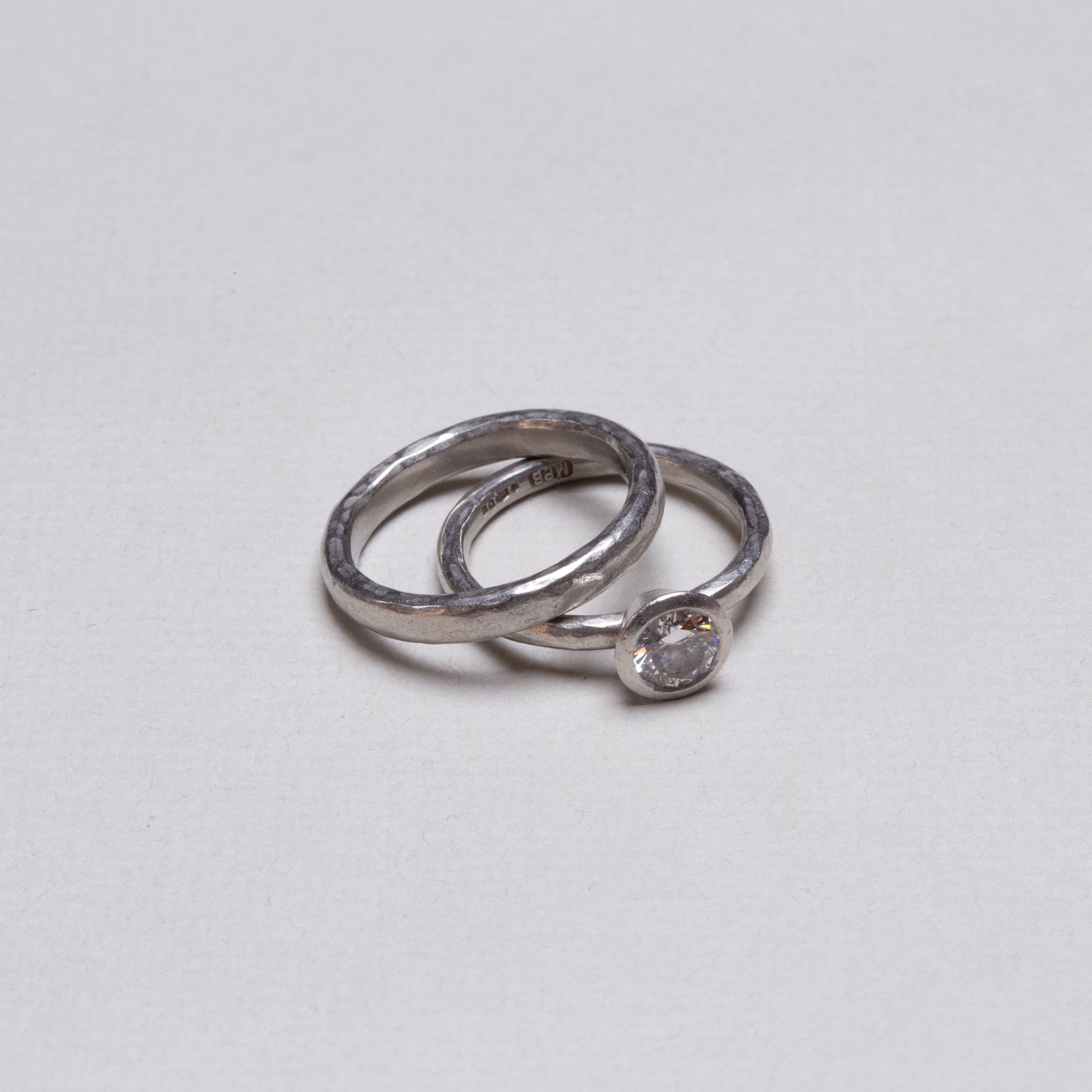 Pinched Platinum Diamond Ring