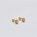 Gold-plated Flower Stud Cartilage Earrings with Cubic Zirconia