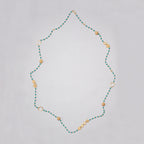 Long Gold Chain Necklace with Green Turquoise Beads