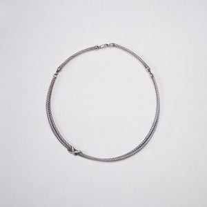 Vintage Cable Silver Choker Necklace with Diamonds