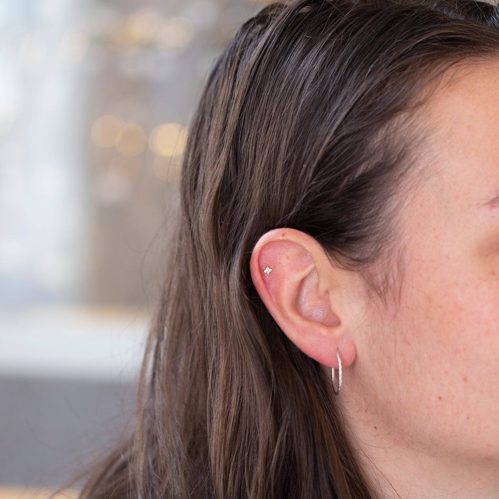 Gold-plated Zirconia Flower Stud Cartilage Earring