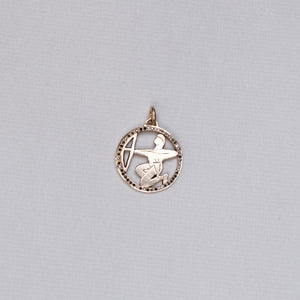 Vintage Sagittarius Charm Pendant with Black Diamonds