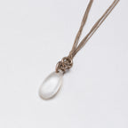 Set of Silver Necklace and Earrings with Frosted Glass