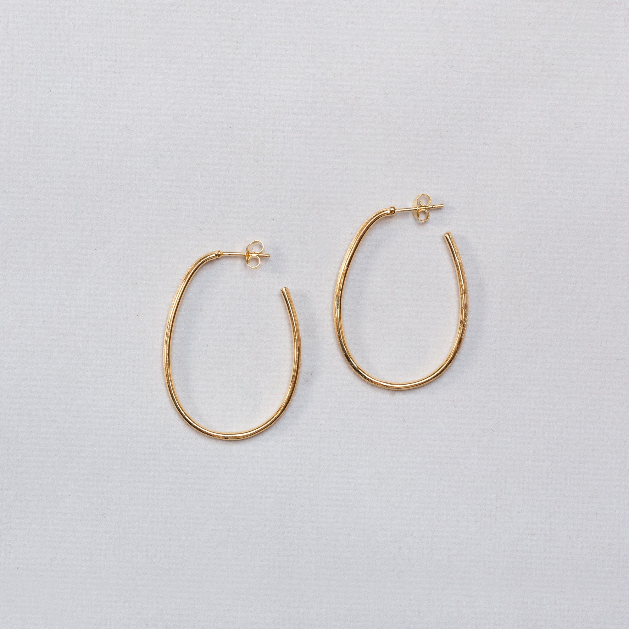 Textured Gold Oval Stud Hoop Earrings