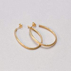 Textured Gold Oval Stud Hoop Earrings