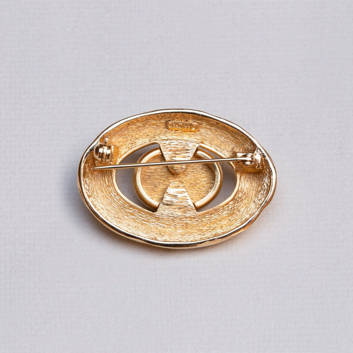 Vintage Christian Dior Gold-plated Brooch with Pearl