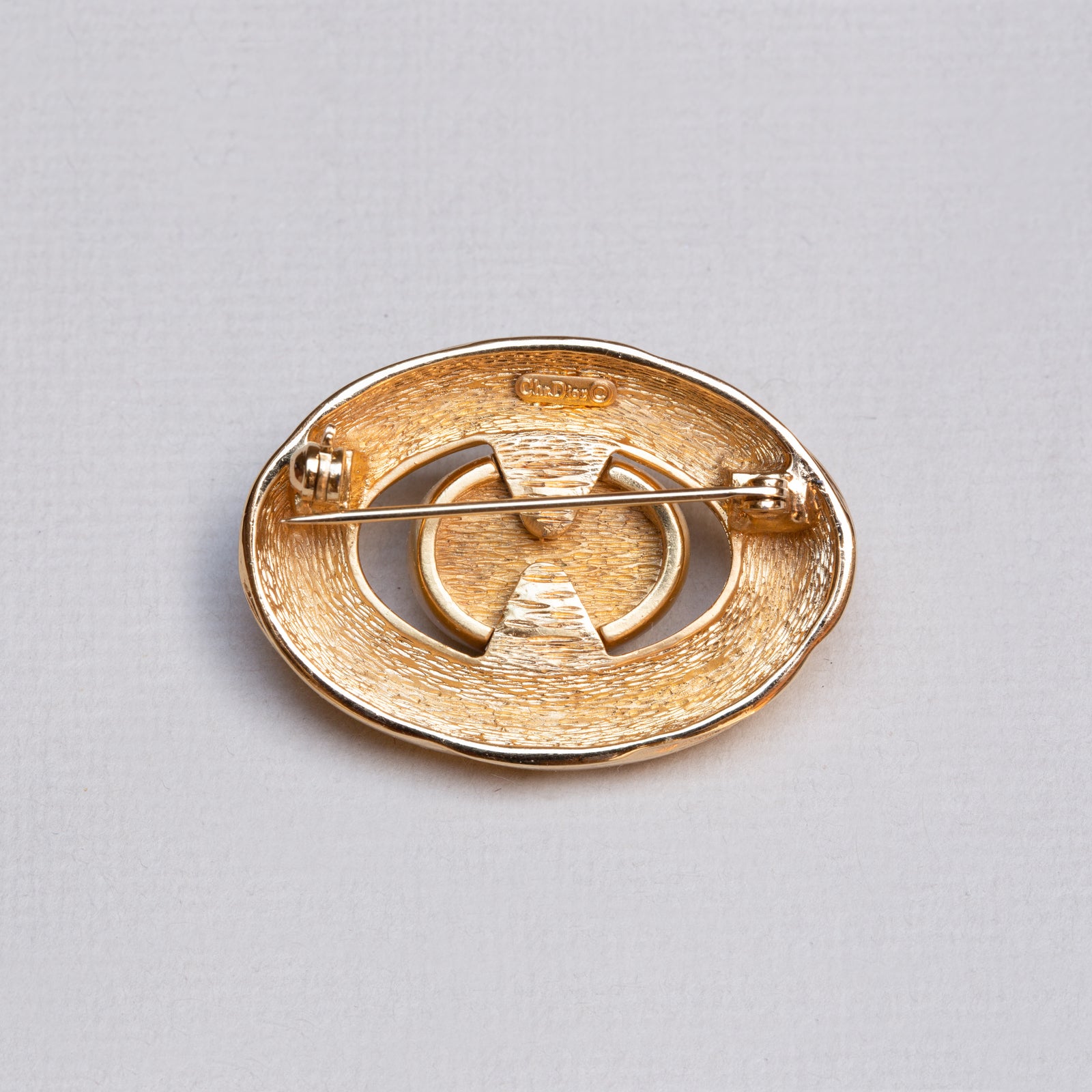 Vintage Christian Dior Gold-plated Brooch with Pearl