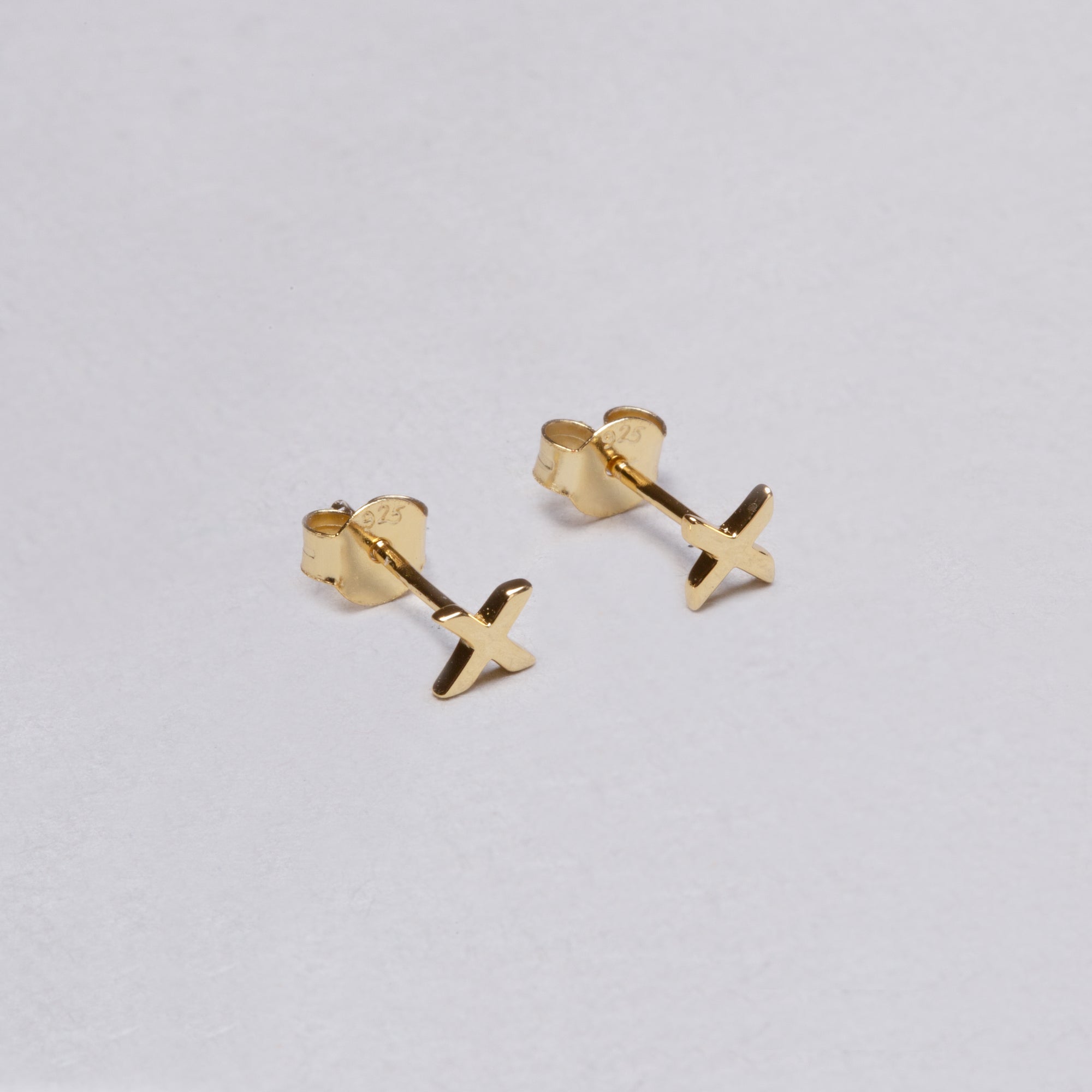 V and X Gold-plated Silver Stud Earrings
