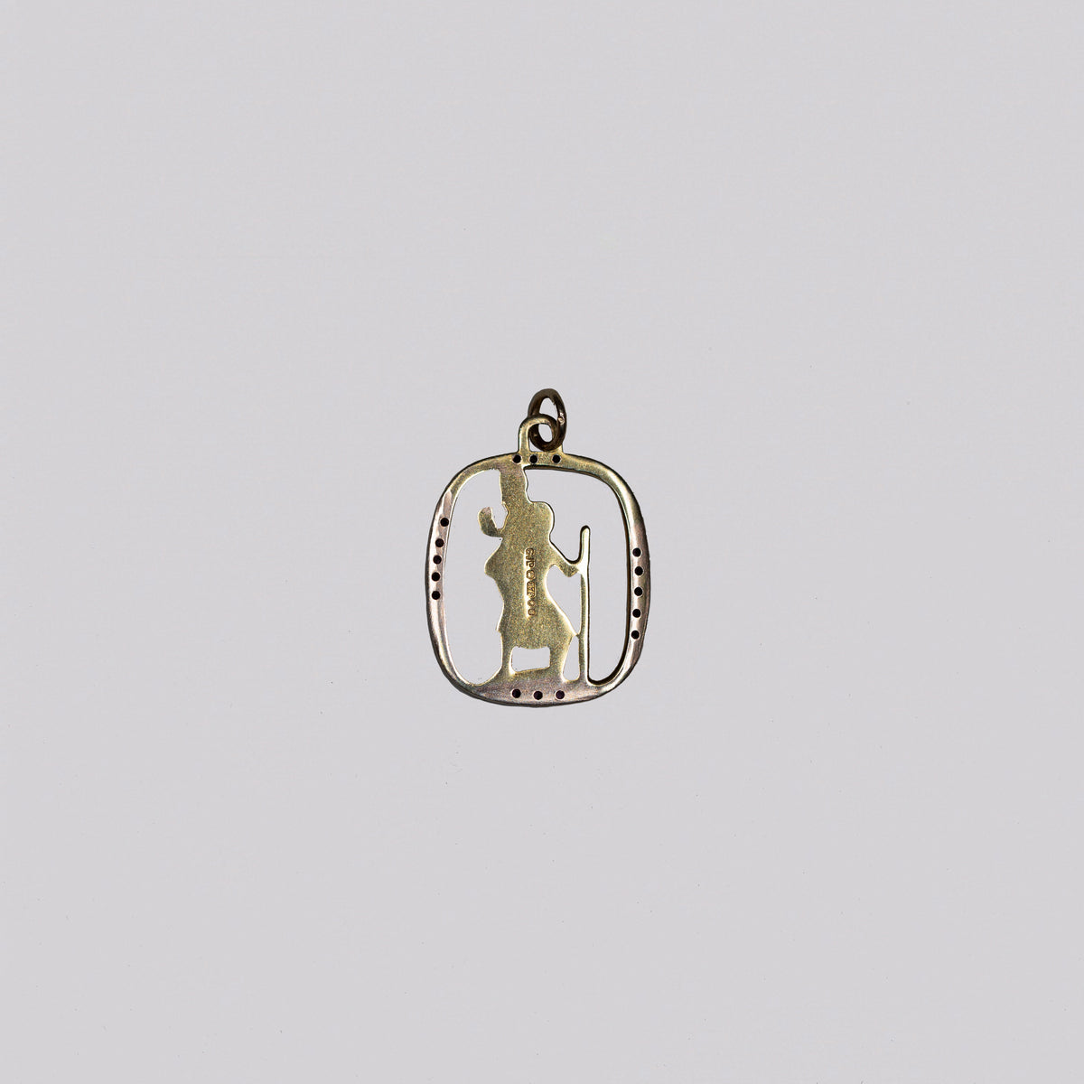 Vintage Gold St. Christopher Pendant with Black Diamonds