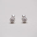 Silver Flower Stud Cartilage Earrings with Cubic Zirconia