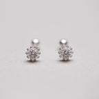 Silver Flower Stud Cartilage Earrings with Cubic Zirconia