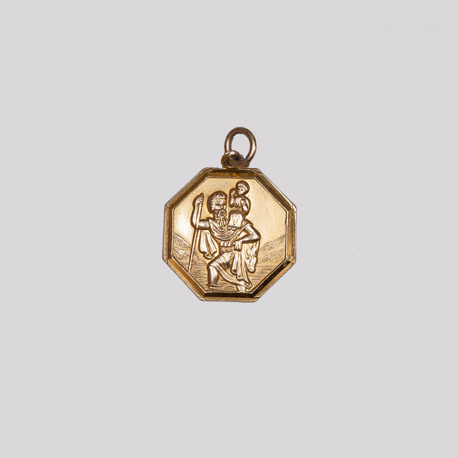 Vintage Octagonal Gold St. Christopher Pendant
