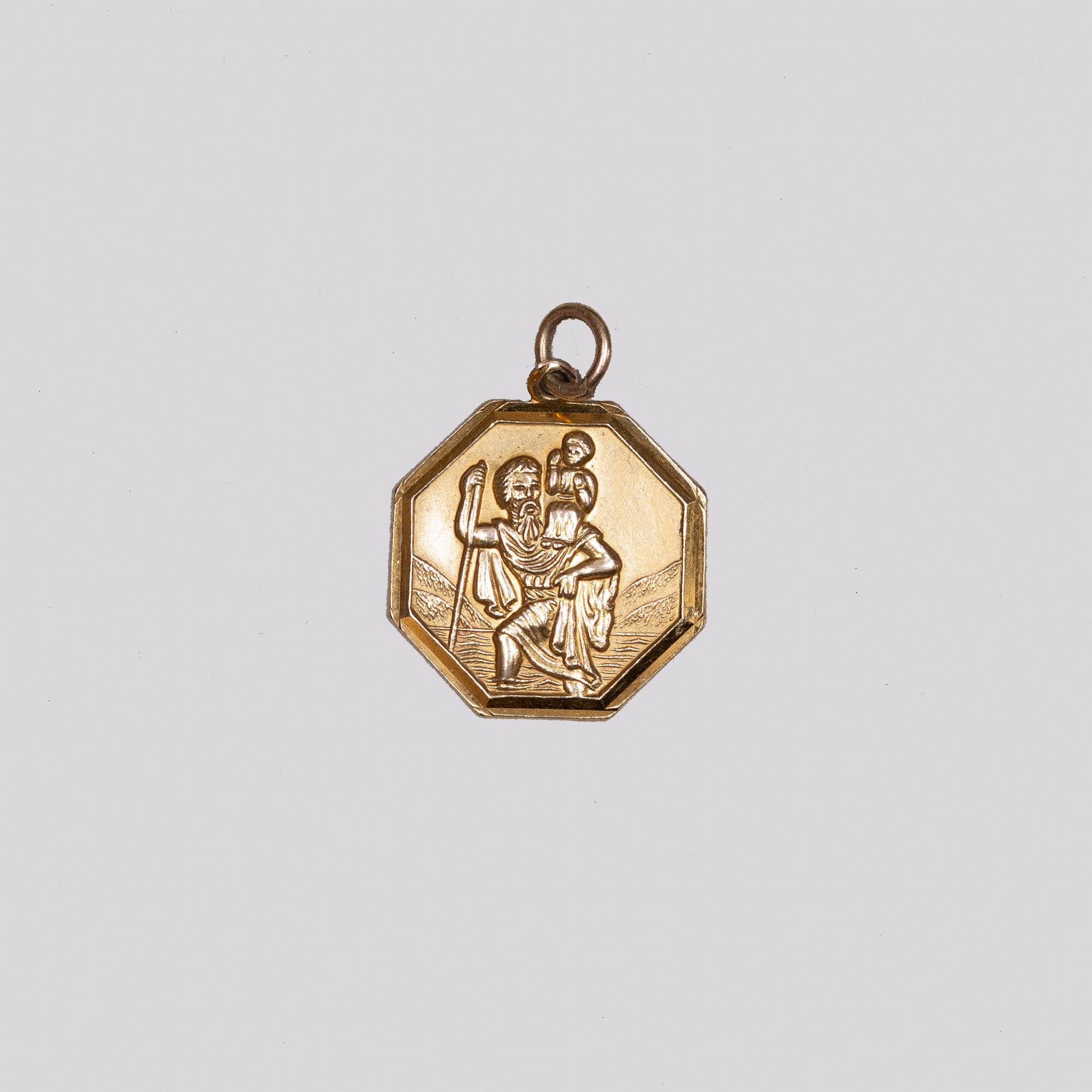Vintage Octagonal Gold St. Christopher Pendant