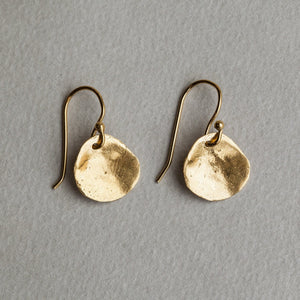 Karen Hallam hammered disc gold plated silver earrings