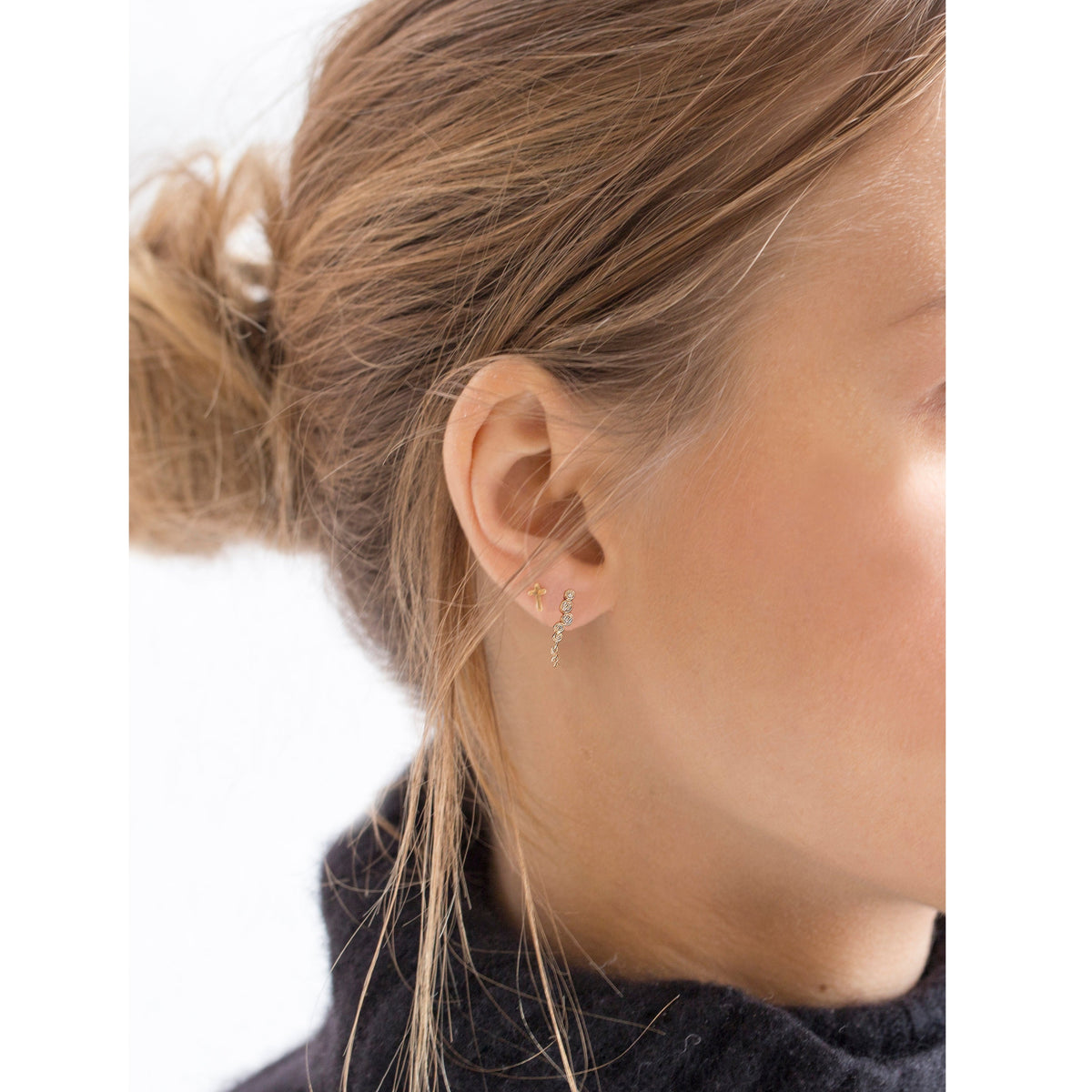 Constellation Gold Chain Diamond Stud Earrings