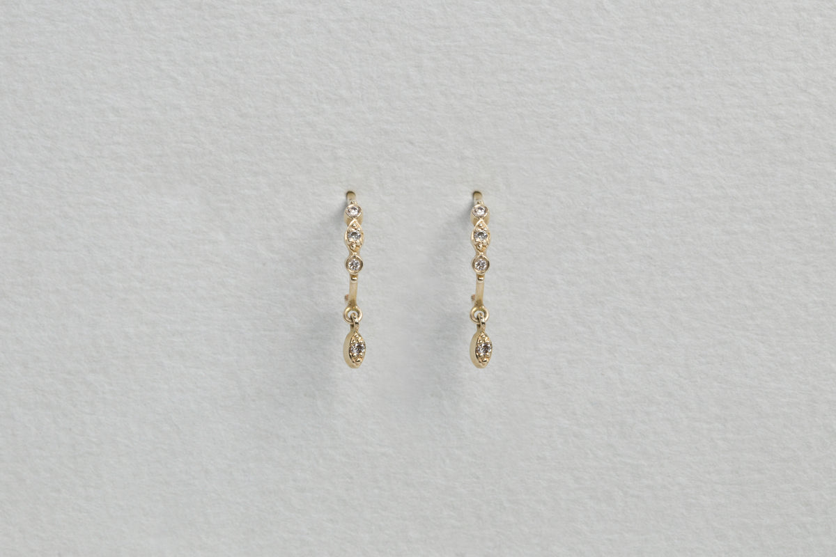Eye Pendant Diamond Hoop Earrings