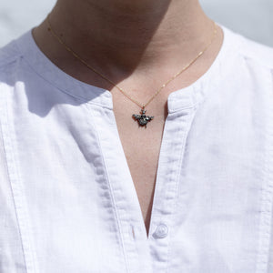 Bumble Bee Pendant with a gold chain as a necklace