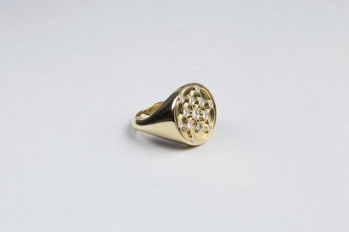 Gold Diamond Signet Ring