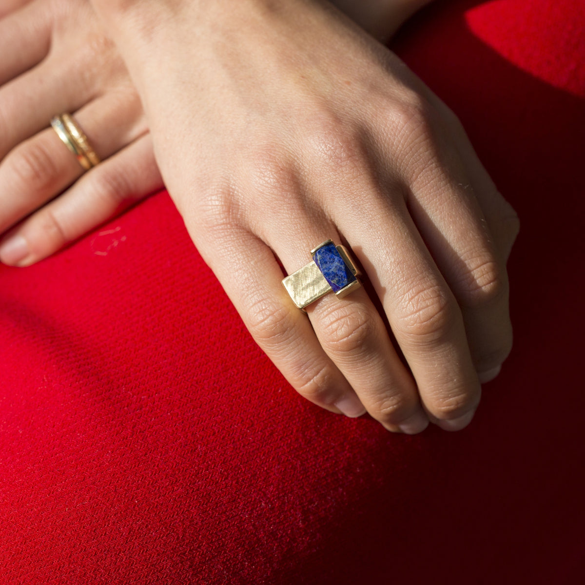 [Pre-owned] Gold Ring with Lapis Lazuli