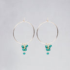 Silver and Gold Filled Hoops with Green Onyx