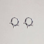 Spiked Hoop Huggies Earrings with Cubic Zirconia