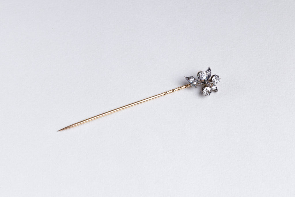 Victorian Flower Stickpin with Diamonds