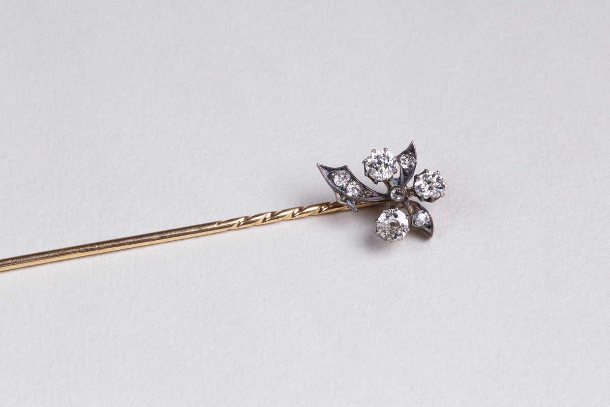 Victorian Flower Stickpin with Diamonds