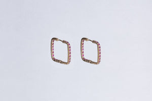 Ruby Square Earrings