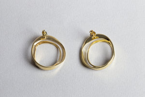 Gold Double Circle Stud Earrings