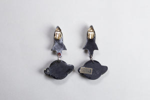 Earth and Rocket Clip-on Earrings