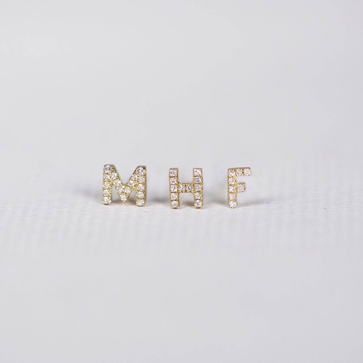Gold Diamond Letter Stud Earring
