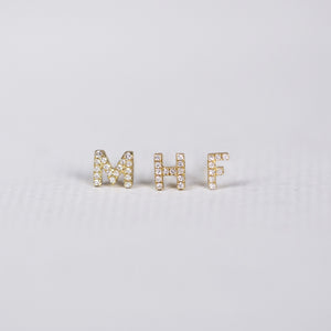 Gold Diamond Letter Stud Earrings