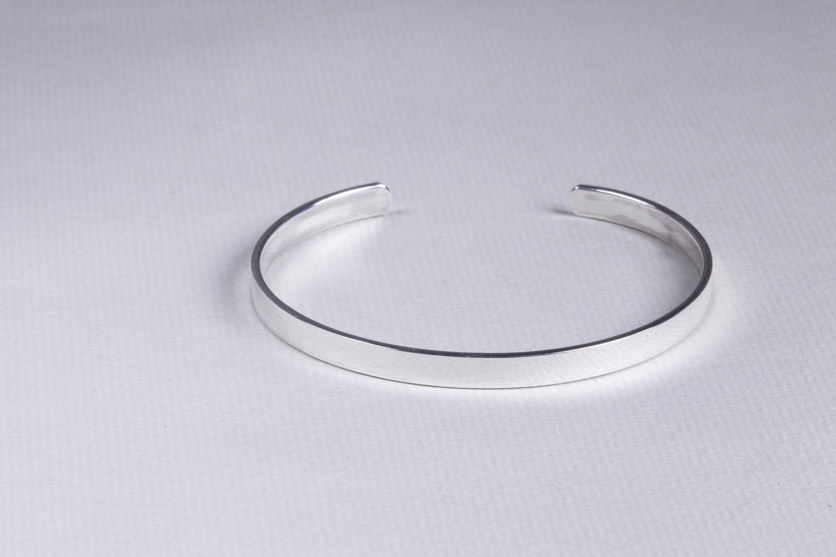 Silver Flat Bangle Bracelet
