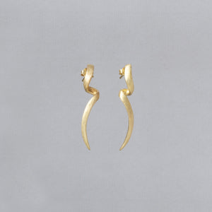 Brushed Gold Plated Silver Twist Stud Earrings