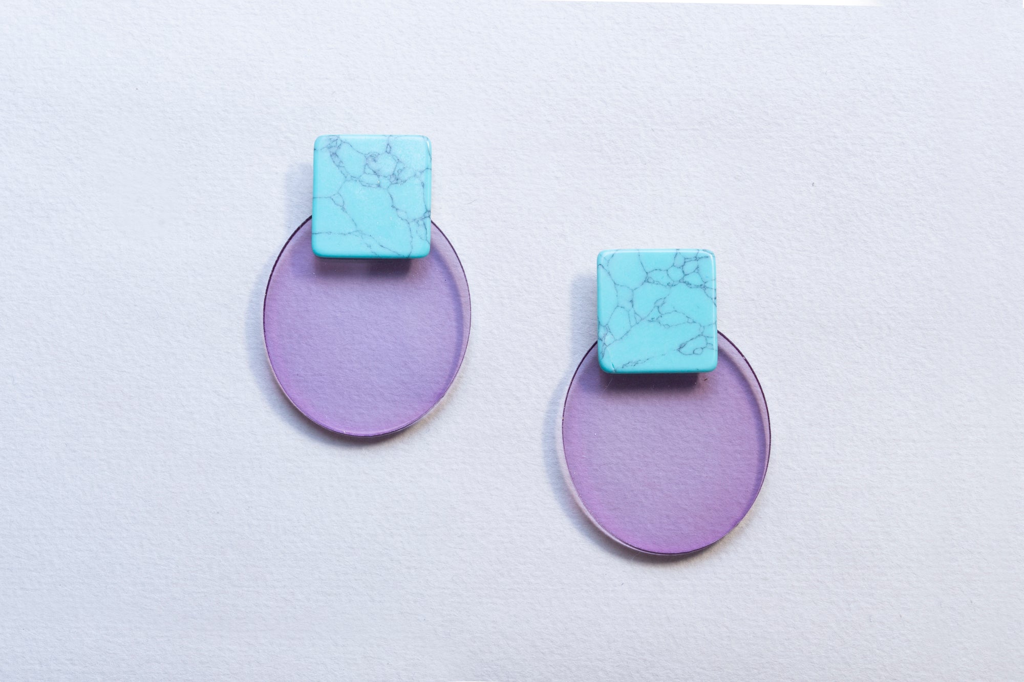 Resin Oval and Square Earrings