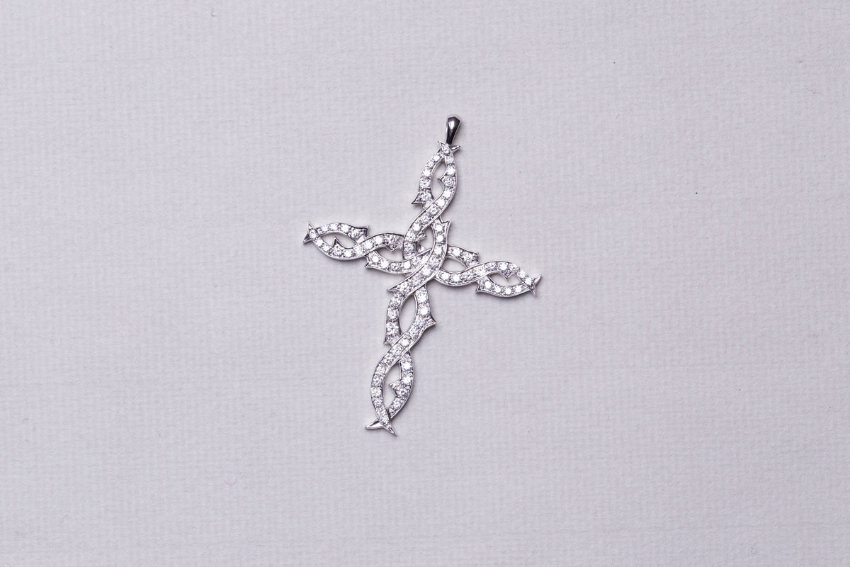 Diamond Cross Pendant in White Gold