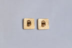 Set of Vintage Leather and Gold Cuff Bracelet and Earrings