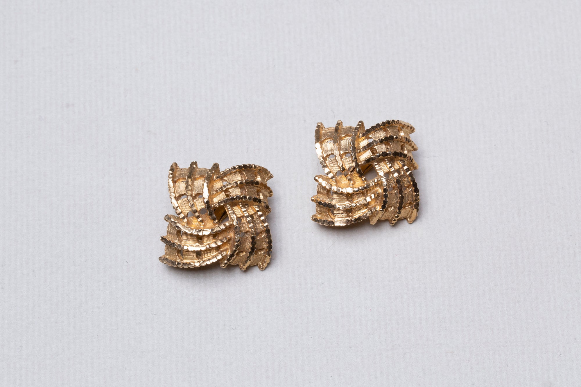 Vintage Gold Square Clip-on Earrings